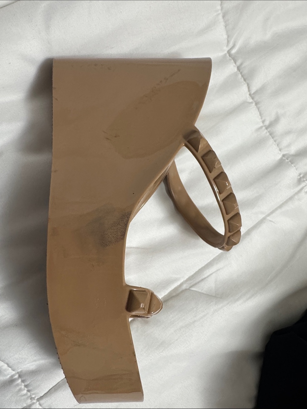 Stylish Studded Tan Wedge Sandals - Picture 10 of 10